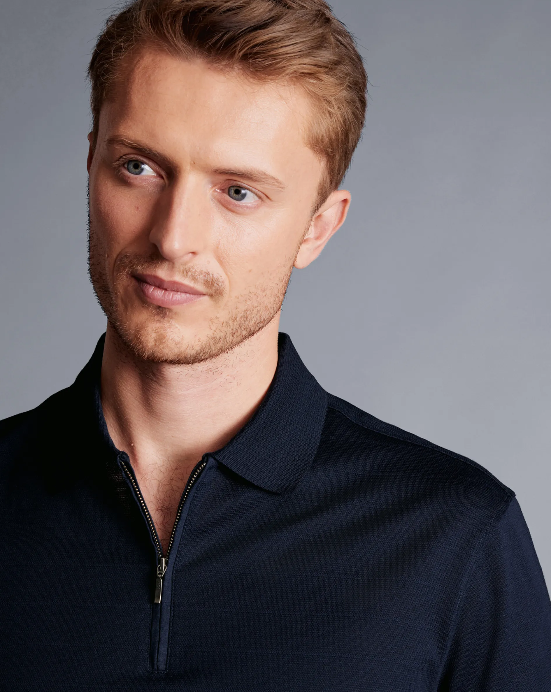 Best Sale Charles Tyrwhitt Tyrwhitt Cool Quarter Zip Polo - Dark Navy