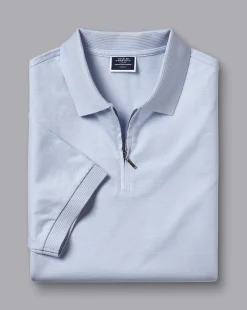 Cheap Charles Tyrwhitt Tyrwhitt Cool Quarter Zip Polo - Light Blue