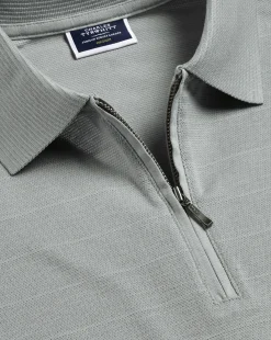 Best Sale Charles Tyrwhitt Tyrwhitt Cool Quarter Zip Polo - Light Grey