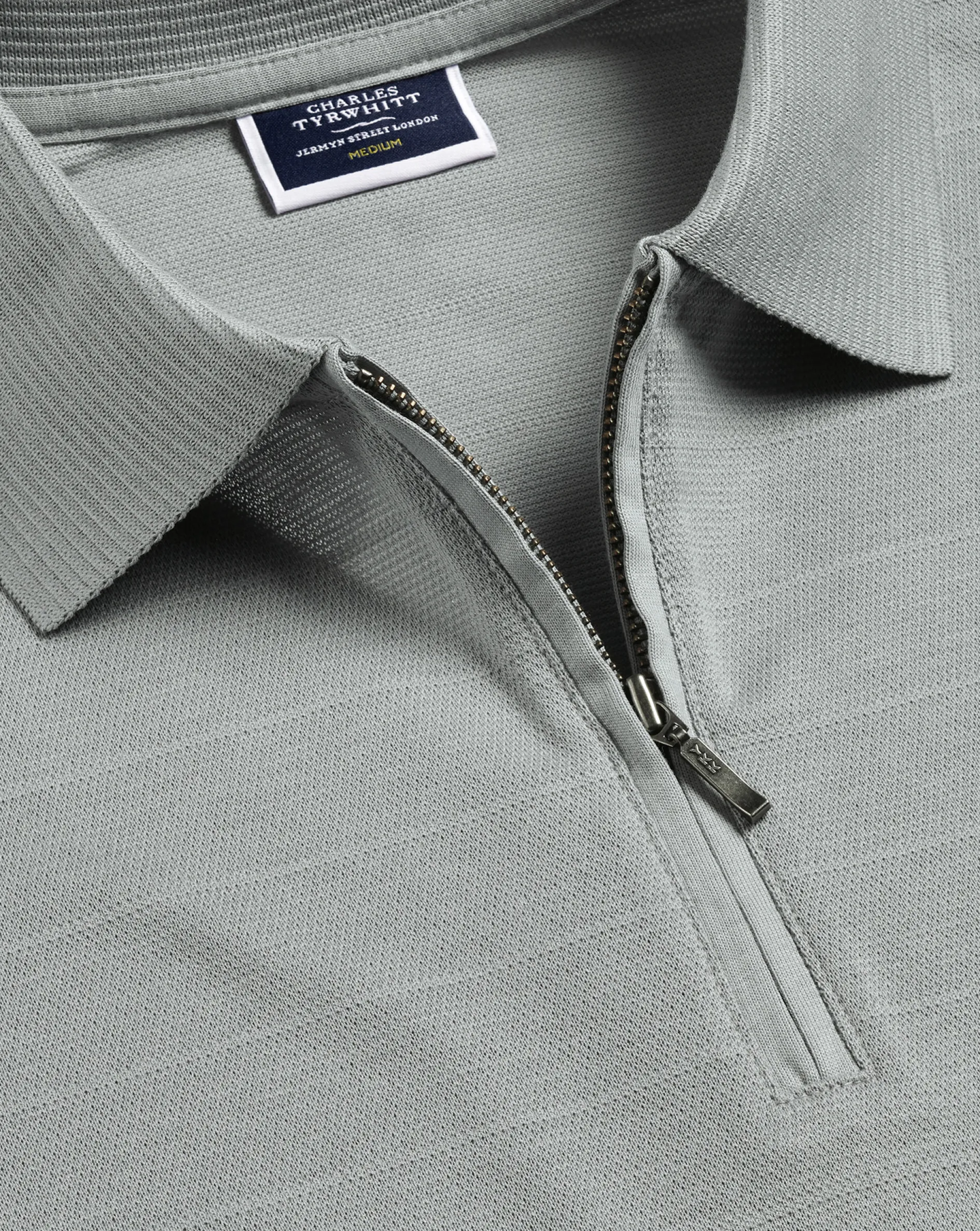 Best Sale Charles Tyrwhitt Tyrwhitt Cool Quarter Zip Polo - Light Grey