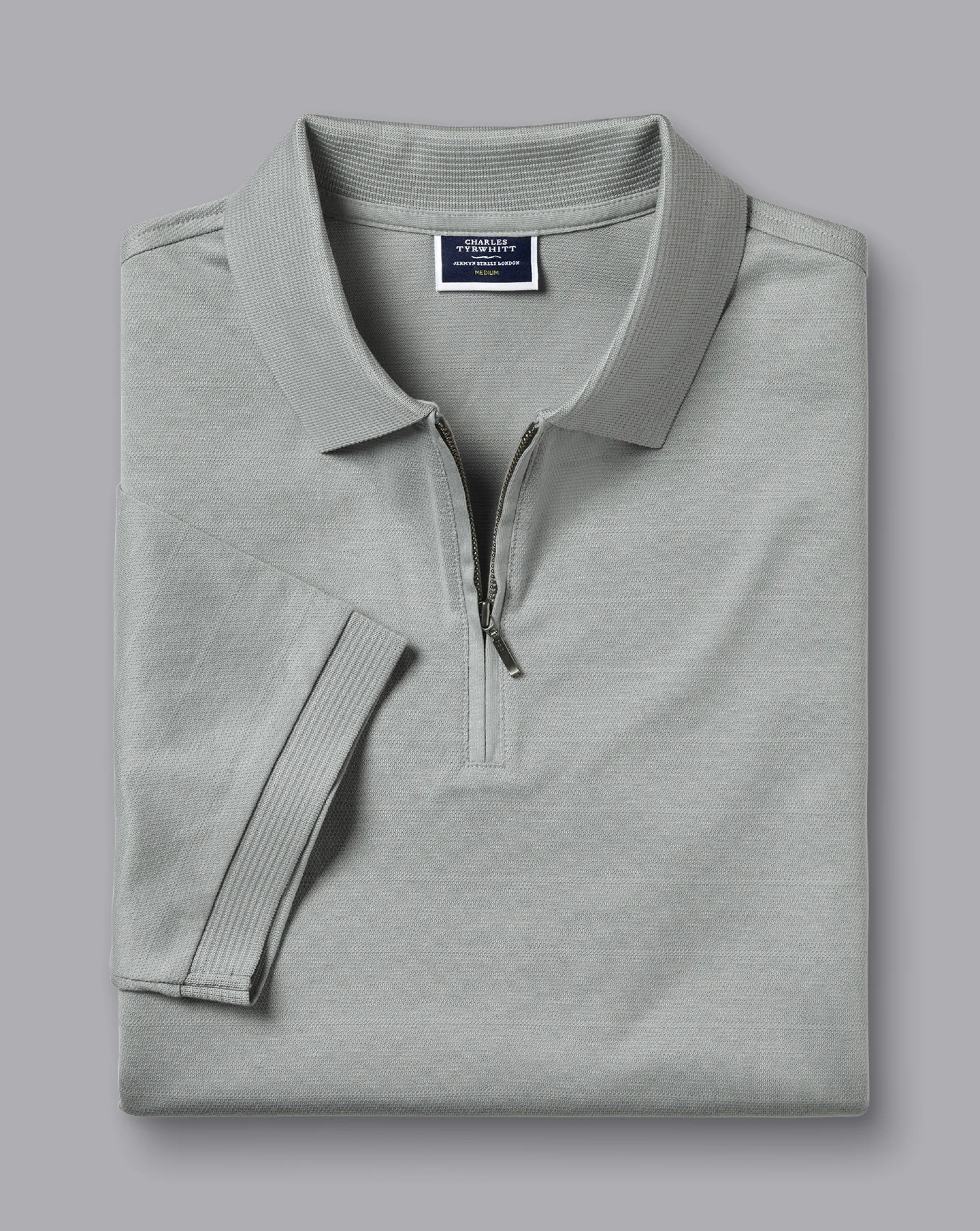 Best Sale Charles Tyrwhitt Tyrwhitt Cool Quarter Zip Polo - Light Grey