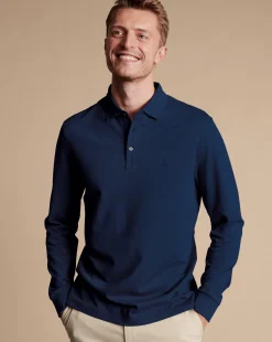 Store Charles Tyrwhitt Tyrwhitt Long Sleeve Pique Polo - Navy