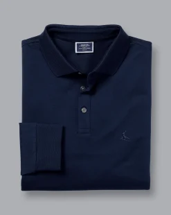 Store Charles Tyrwhitt Tyrwhitt Long Sleeve Pique Polo - Navy