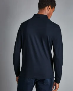 Store Charles Tyrwhitt Tyrwhitt Long Sleeve Pique Polo - Navy