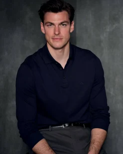 Store Charles Tyrwhitt Tyrwhitt Long Sleeve Pique Polo - Navy