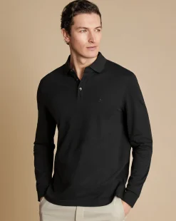 Best Charles Tyrwhitt Tyrwhitt Long Sleeve Pique Polo - Black