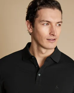 Best Charles Tyrwhitt Tyrwhitt Long Sleeve Pique Polo - Black