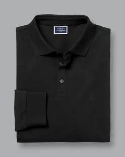 Best Charles Tyrwhitt Tyrwhitt Long Sleeve Pique Polo - Black