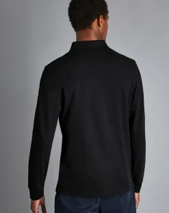 Best Charles Tyrwhitt Tyrwhitt Long Sleeve Pique Polo - Black
