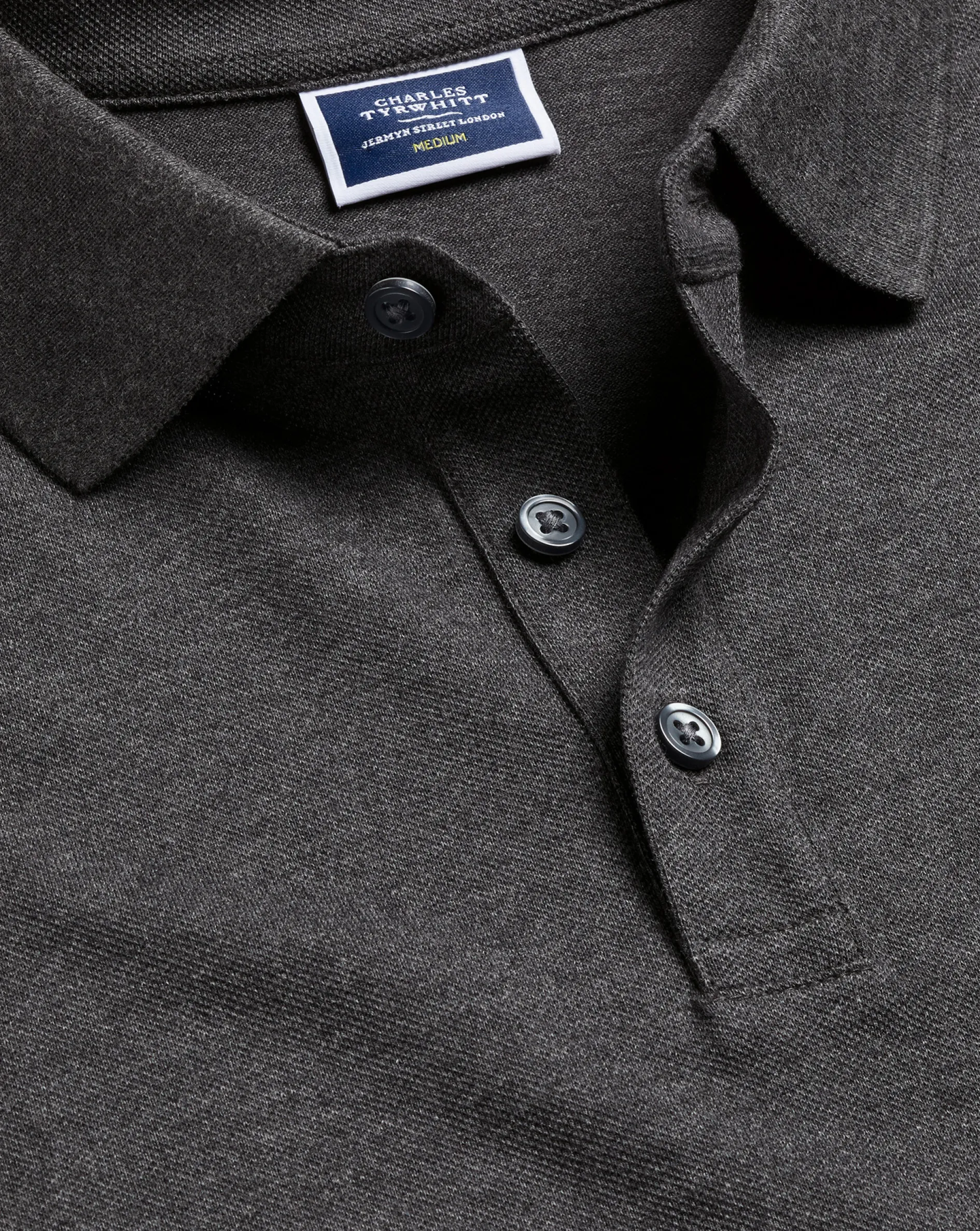 Shop Charles Tyrwhitt Tyrwhitt Pique Polo - Dark Grey Marl