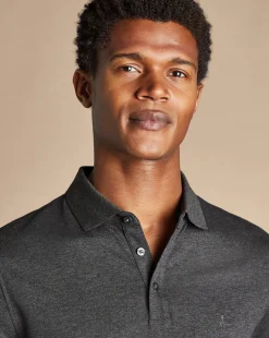Shop Charles Tyrwhitt Tyrwhitt Pique Polo - Dark Grey Marl
