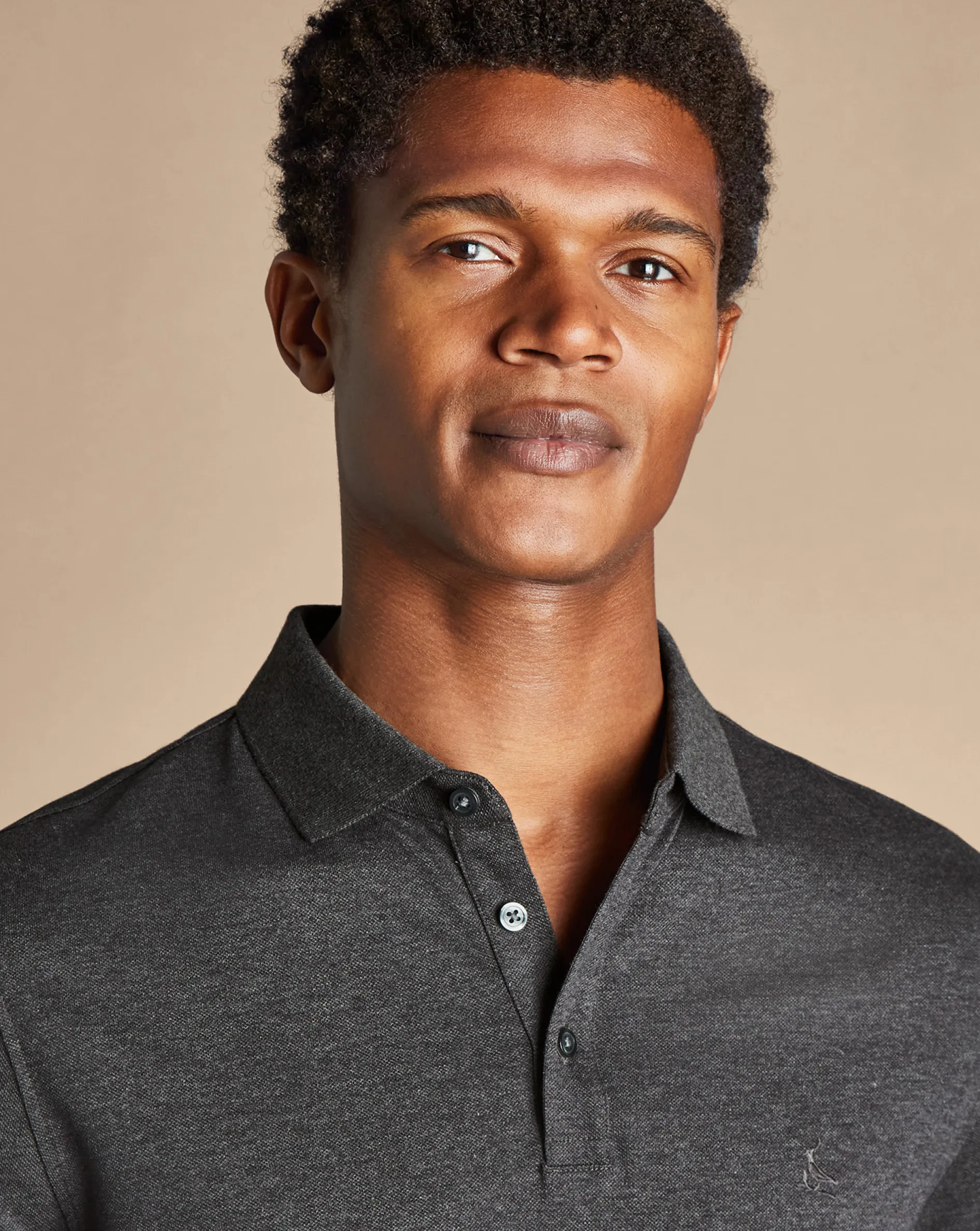 Shop Charles Tyrwhitt Tyrwhitt Pique Polo - Dark Grey Marl