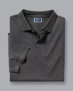 Shop Charles Tyrwhitt Tyrwhitt Pique Polo - Dark Grey Marl
