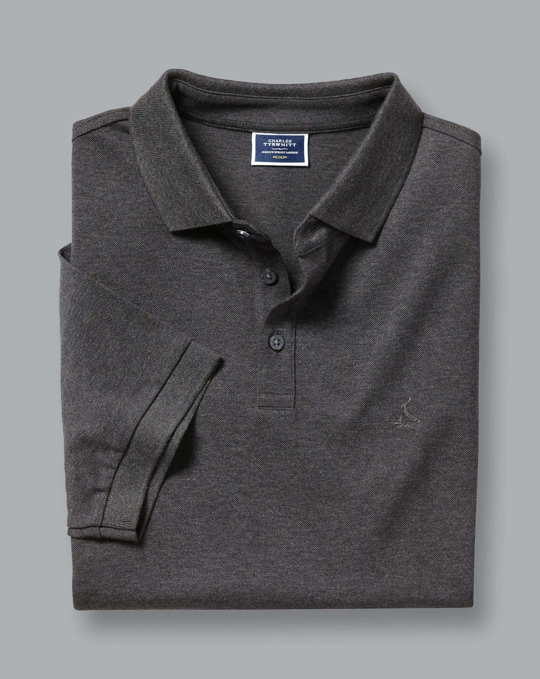 Shop Charles Tyrwhitt Tyrwhitt Pique Polo - Dark Grey Marl