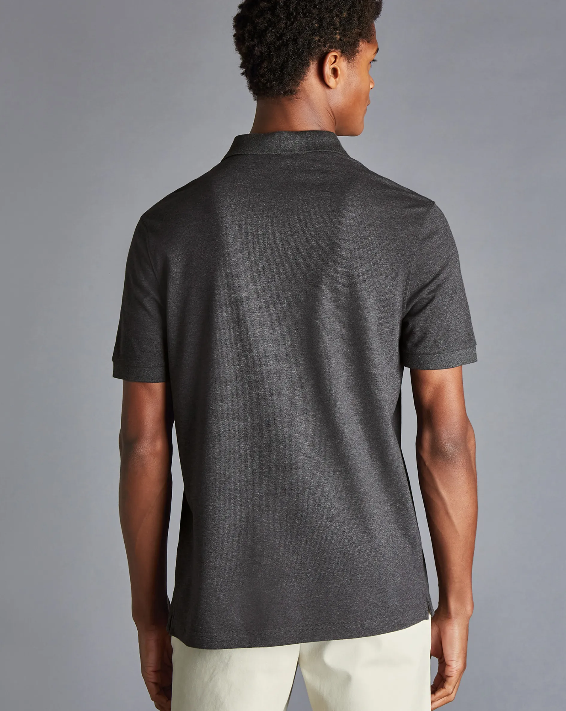 Shop Charles Tyrwhitt Tyrwhitt Pique Polo - Dark Grey Marl