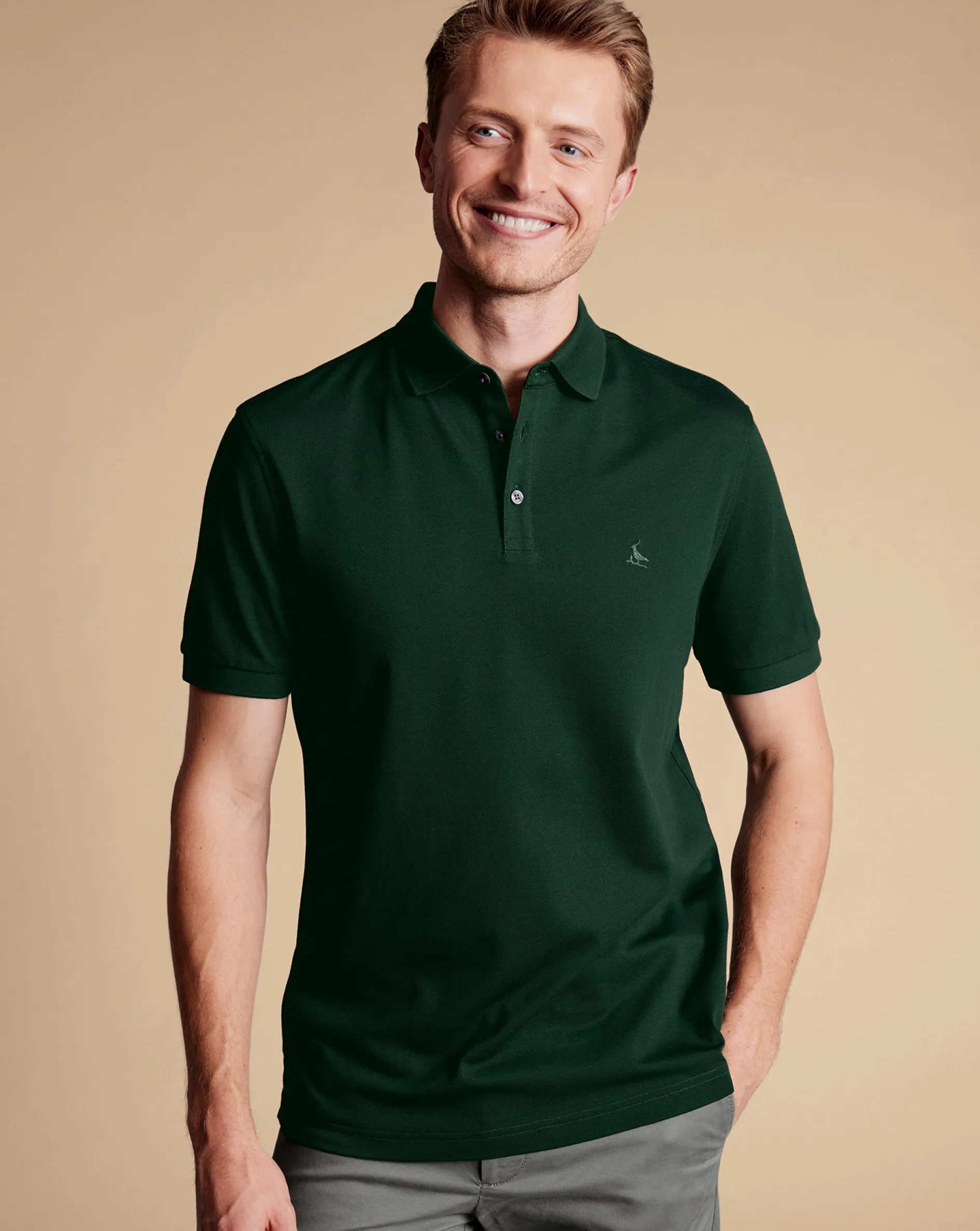 Cheap Charles Tyrwhitt Tyrwhitt Pique Polo - Dark Green