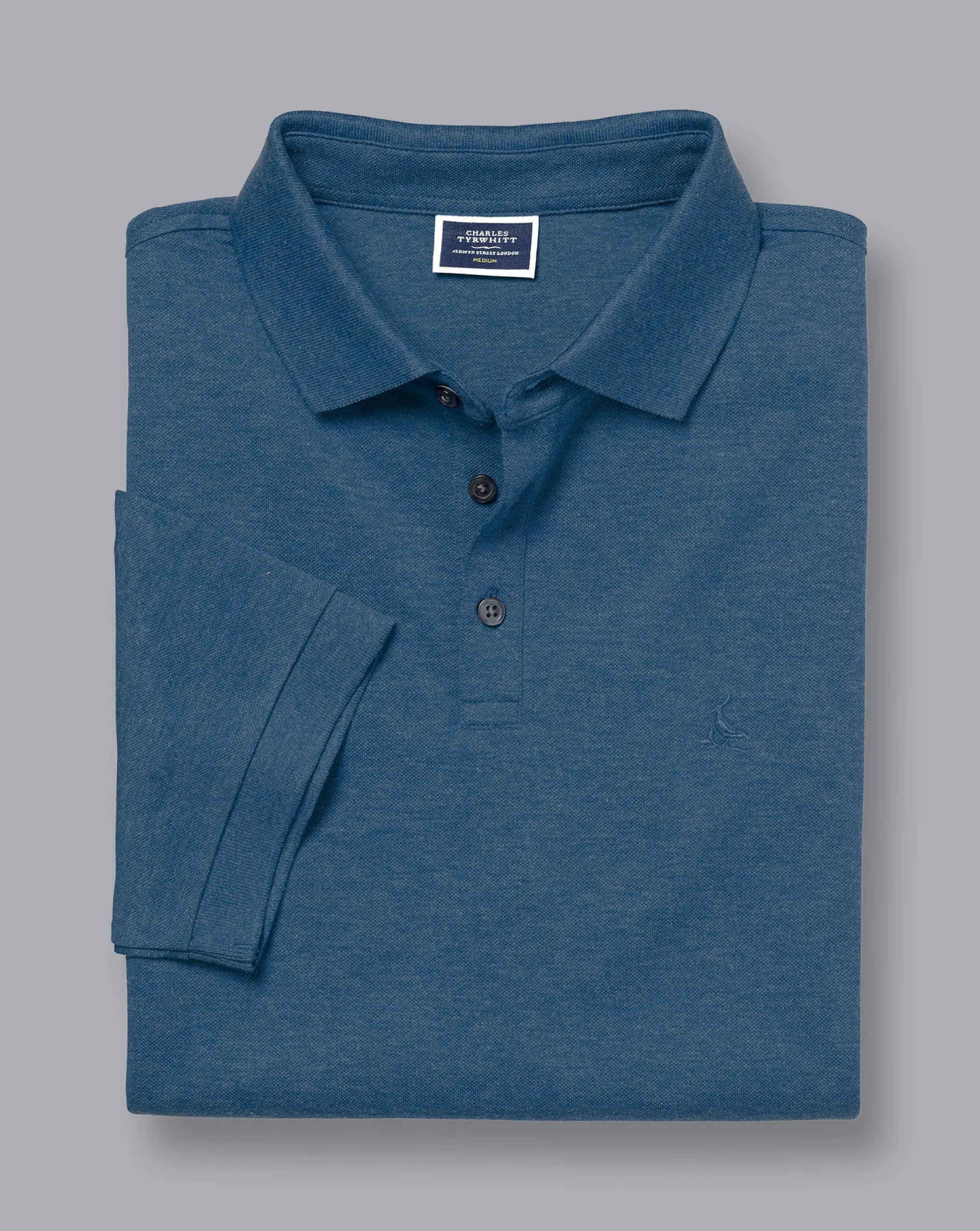 Clearance Charles Tyrwhitt Tyrwhitt Pique Polo - Marl Indigo