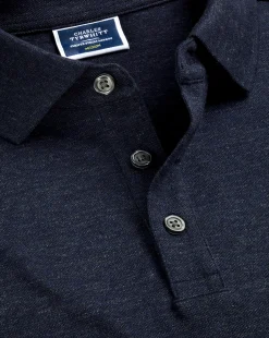 Sale Charles Tyrwhitt Tyrwhitt Pique Polo - Navy Blue Melange