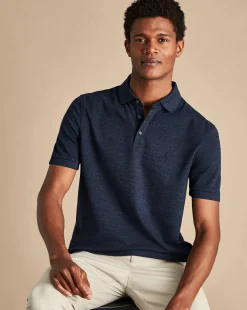 Sale Charles Tyrwhitt Tyrwhitt Pique Polo - Navy Blue Melange