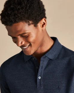 Sale Charles Tyrwhitt Tyrwhitt Pique Polo - Navy Blue Melange