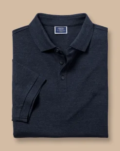 Sale Charles Tyrwhitt Tyrwhitt Pique Polo - Navy Blue Melange
