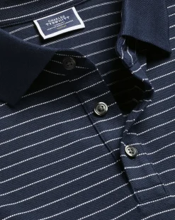 New Charles Tyrwhitt Tyrwhitt Pique Polo - Navy & White Navy and White