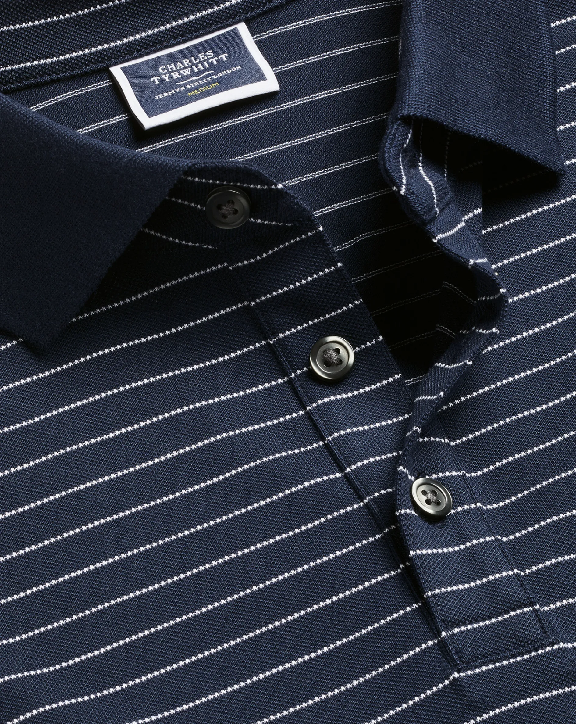 New Charles Tyrwhitt Tyrwhitt Pique Polo - Navy & White Navy and White