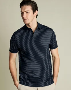New Charles Tyrwhitt Tyrwhitt Pique Polo - Navy & White Navy and White