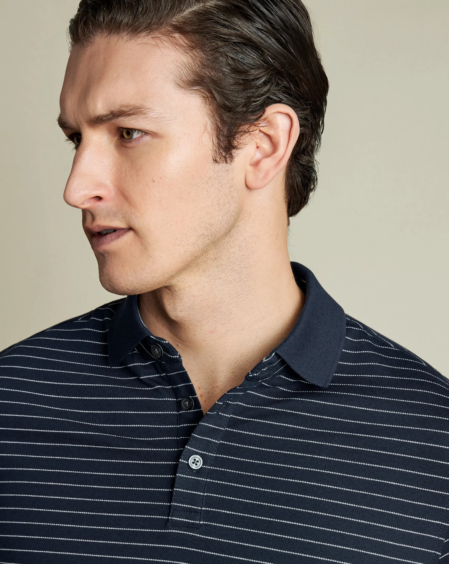 New Charles Tyrwhitt Tyrwhitt Pique Polo - Navy & White Navy and White