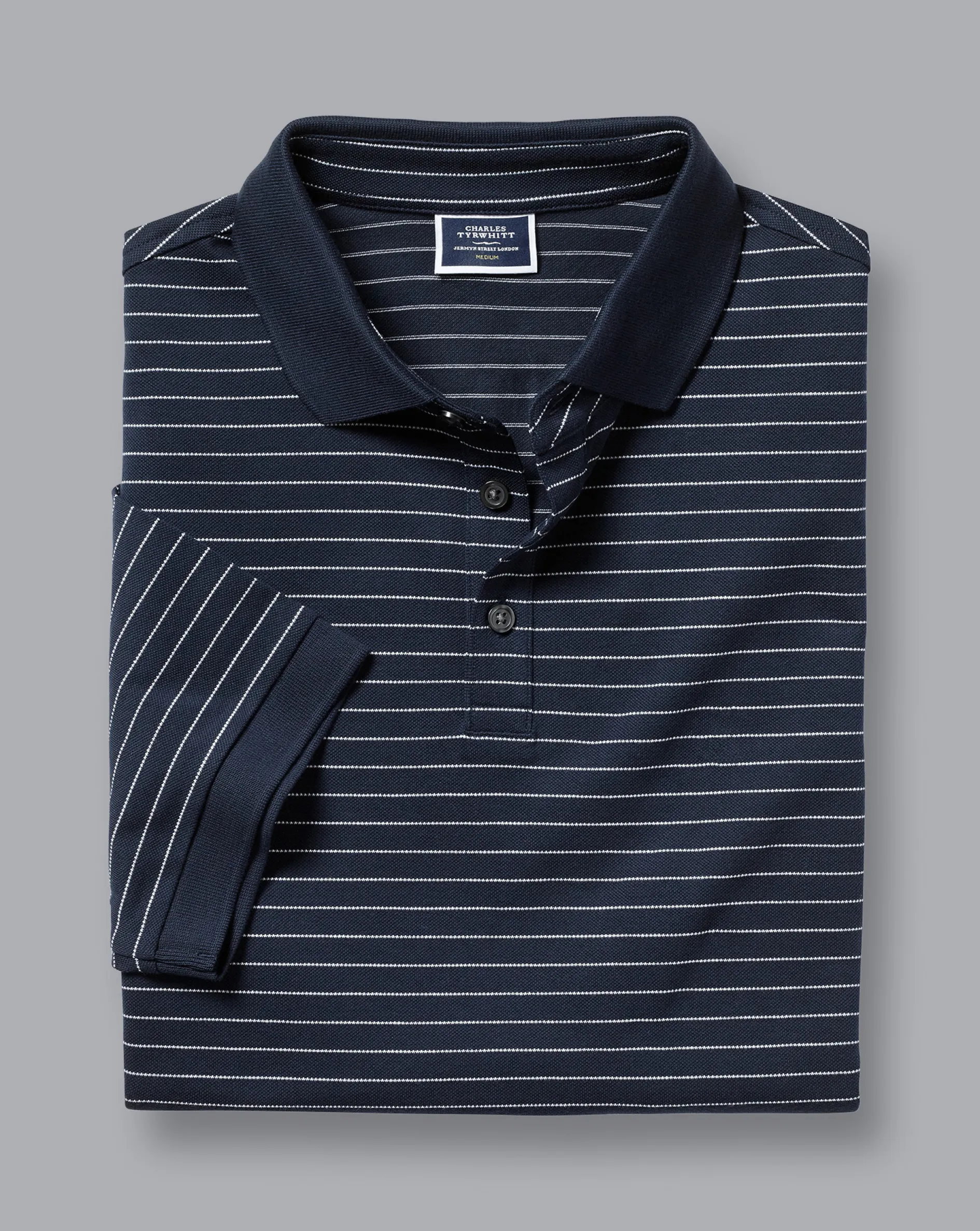 New Charles Tyrwhitt Tyrwhitt Pique Polo - Navy & White Navy and White