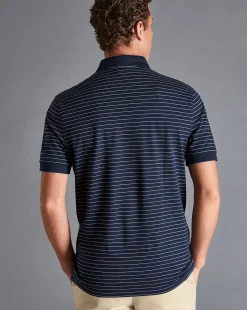 New Charles Tyrwhitt Tyrwhitt Pique Polo - Navy & White Navy and White