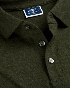 Shop Charles Tyrwhitt Tyrwhitt Pique Polo - Olive Melange