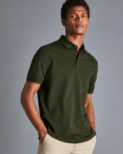 Shop Charles Tyrwhitt Tyrwhitt Pique Polo - Olive Melange