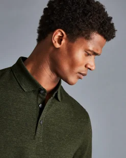 Shop Charles Tyrwhitt Tyrwhitt Pique Polo - Olive Melange