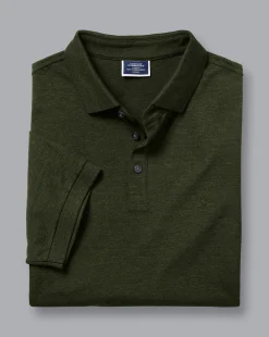 Shop Charles Tyrwhitt Tyrwhitt Pique Polo - Olive Melange