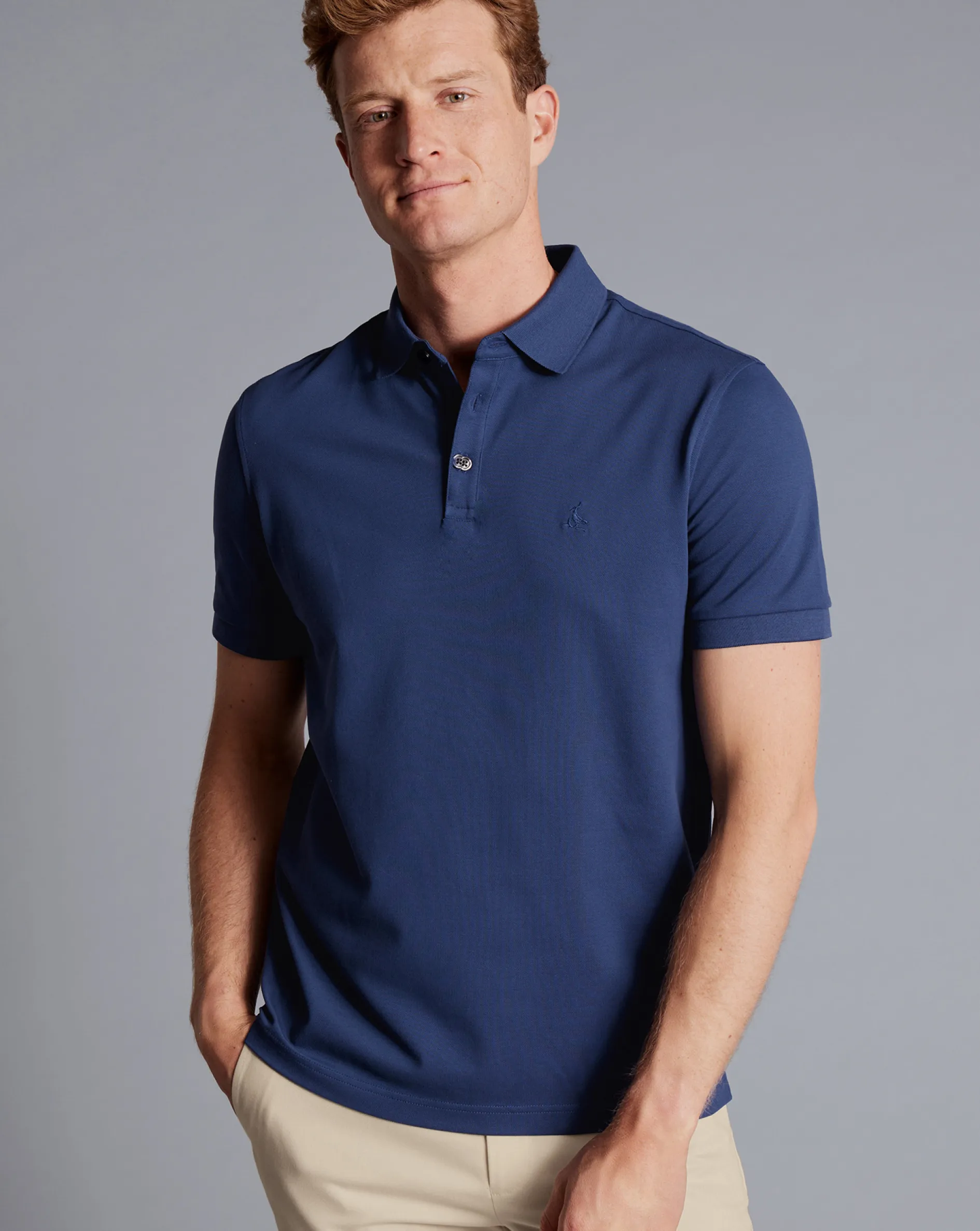 Shop Charles Tyrwhitt Tyrwhitt Pique Polo - Blue Royal