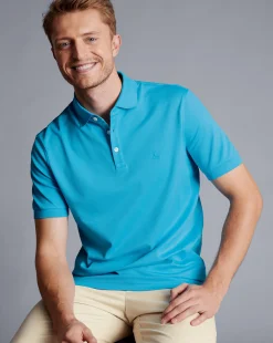 Store Charles Tyrwhitt Tyrwhitt Pique Polo - Turquoise Blue Light Turquoise
