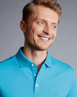 Store Charles Tyrwhitt Tyrwhitt Pique Polo - Turquoise Blue Light Turquoise