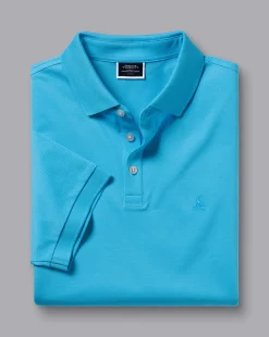 Store Charles Tyrwhitt Tyrwhitt Pique Polo - Turquoise Blue Light Turquoise