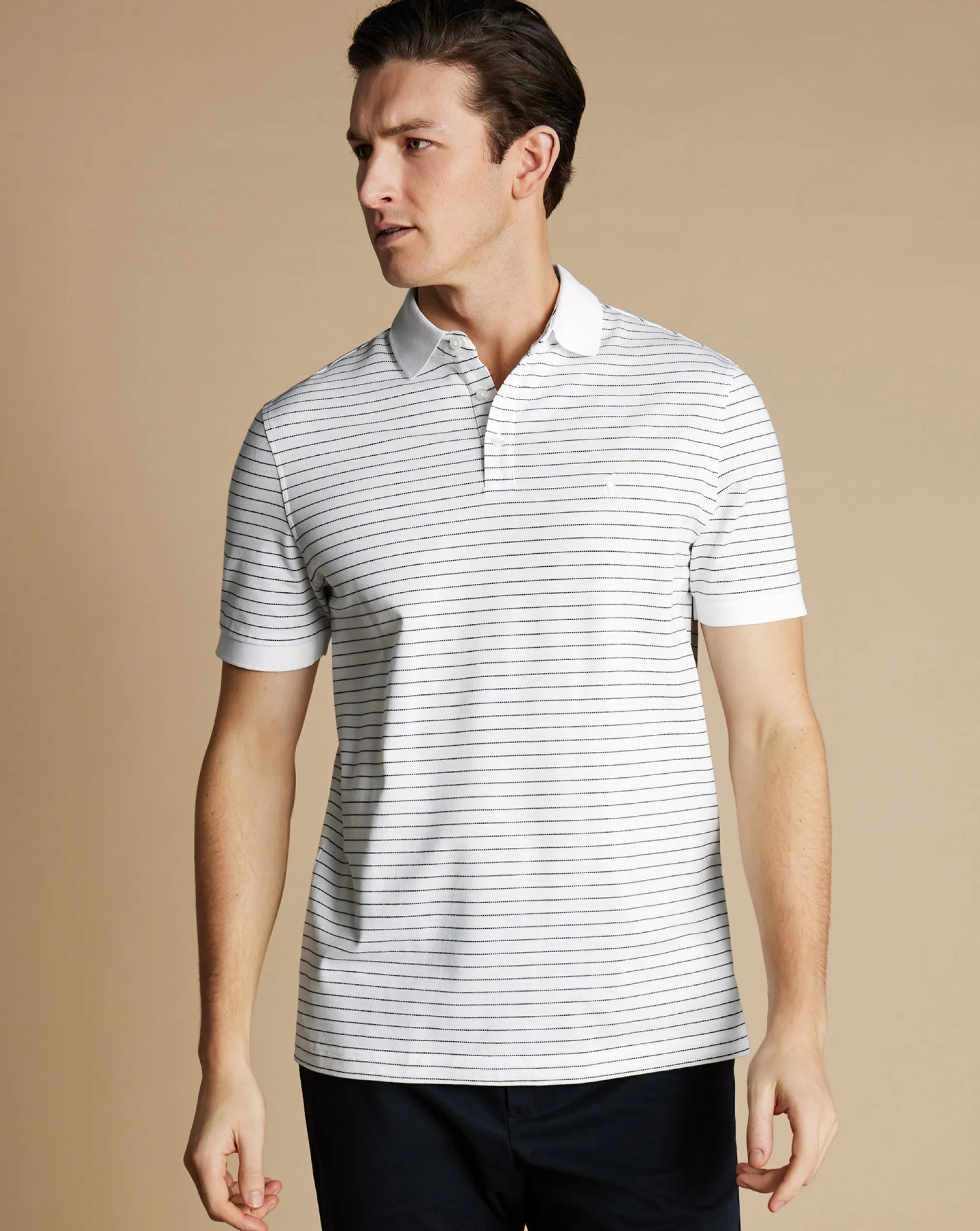 Online Charles Tyrwhitt Tyrwhitt Pique Polo - White & Navy White and Navy