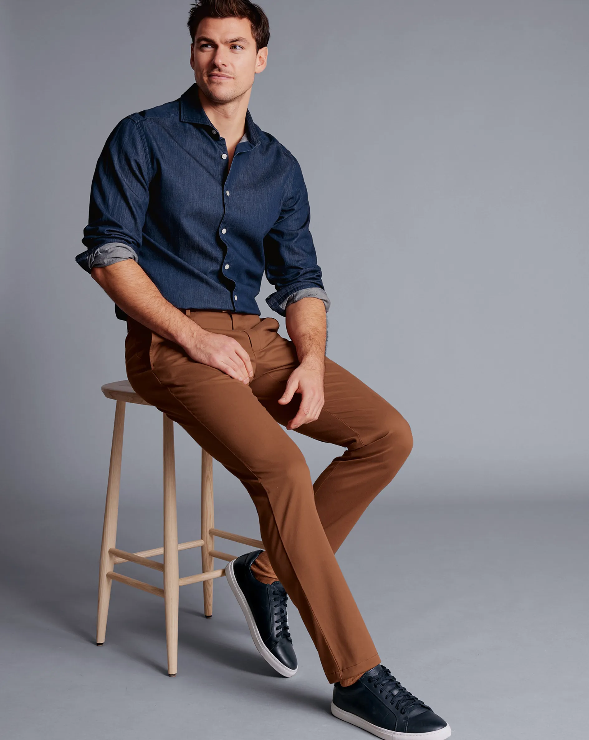 Cheap Charles Tyrwhitt Ultimate Non-Iron Chinos - Toffee