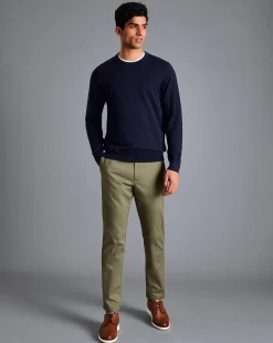 Discount Charles Tyrwhitt Ultimate Non-Iron Chinos - Green Olive
