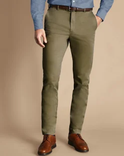 Discount Charles Tyrwhitt Ultimate Non-Iron Chinos - Green Olive