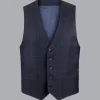 Store Charles Tyrwhitt Ultimate Performance Check Suit Vest - Navy