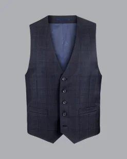 Store Charles Tyrwhitt Ultimate Performance Check Suit Vest - Navy