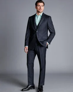 Store Charles Tyrwhitt Ultimate Performance Check Suit Vest - Navy