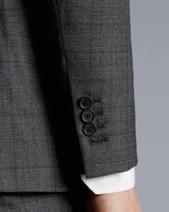 Clearance Charles Tyrwhitt Ultimate Performance Check Suit Jacket - Grey Charcoal