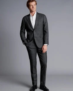 Clearance Charles Tyrwhitt Ultimate Performance Check Suit Jacket - Grey Charcoal