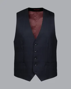 Cheap Charles Tyrwhitt Ultimate Performance Check Suit Vest - Navy
