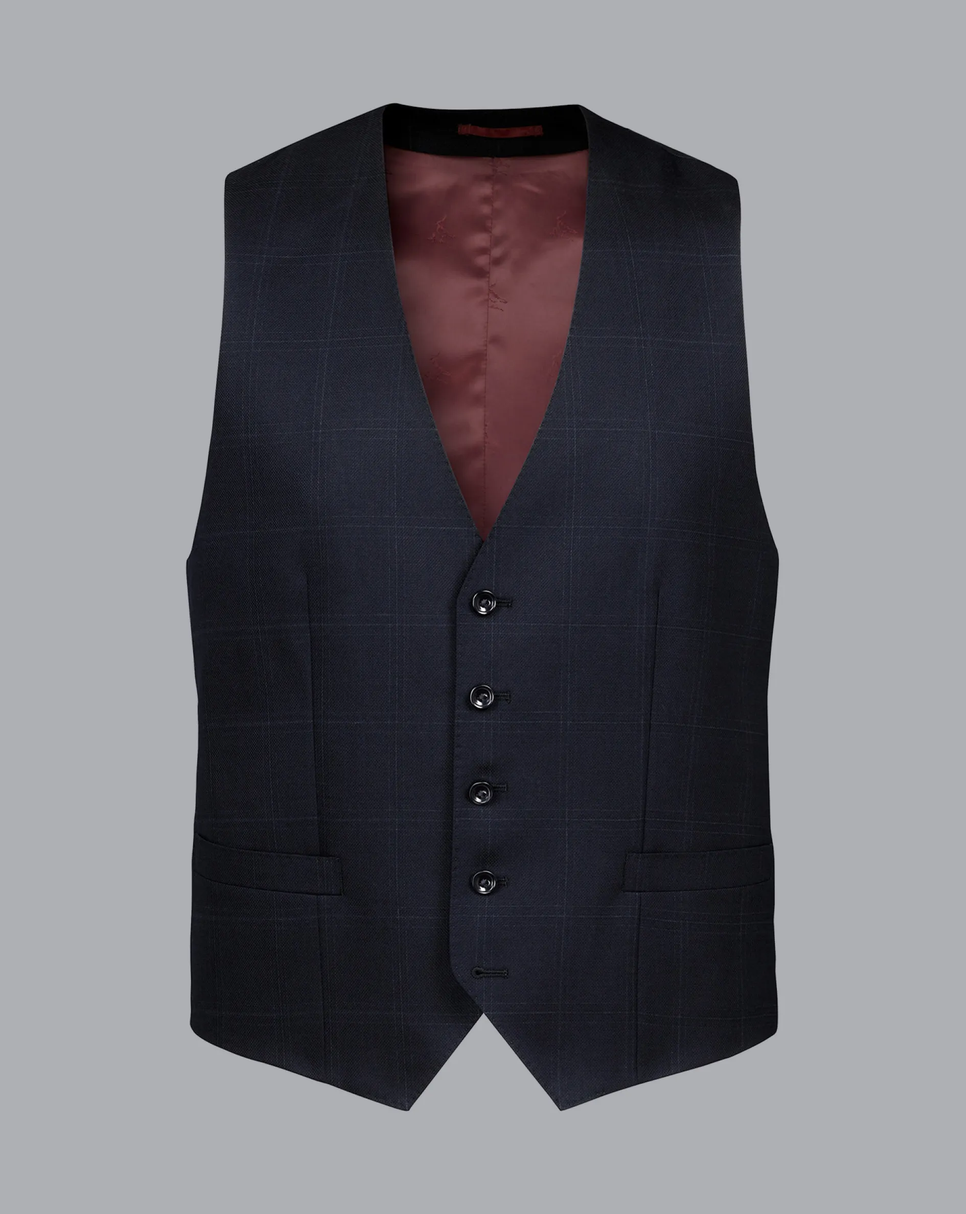 Cheap Charles Tyrwhitt Ultimate Performance Check Suit Vest - Navy